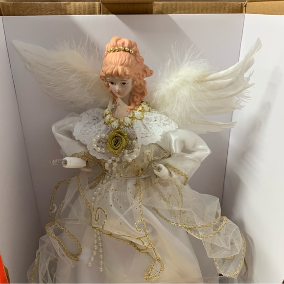 New Kurt S Adler Angel Christmas Tree Topper 12” White Gold Illuminated Light Up - Picture 2 of 5